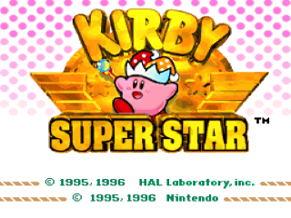 Kirby Super Star title screen for Super Nintendo